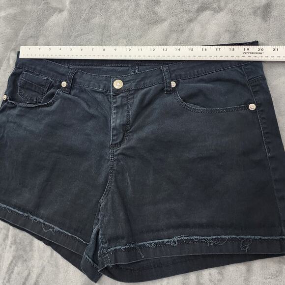Reign Shorts Womens 20 Faded Black High Rise Cuffed Cut Off Stretch Denim Casual - Picture 7 of 11
